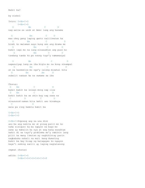 nag aaliw sa usok lyrics|BAKIT BA CHORDS (ver 2) by Siakol @ Ultimate.